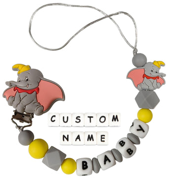 1pc Dumbo silicone pacifier chain with baby name