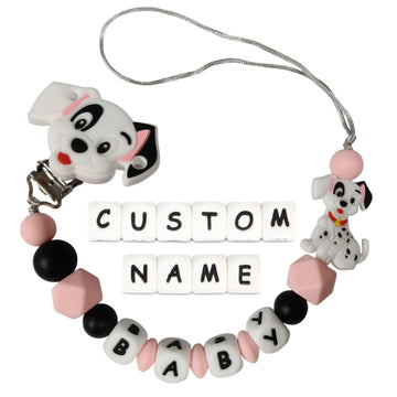 1PC 101 Dalmatians silicone customized baby name handmade pacifier chain