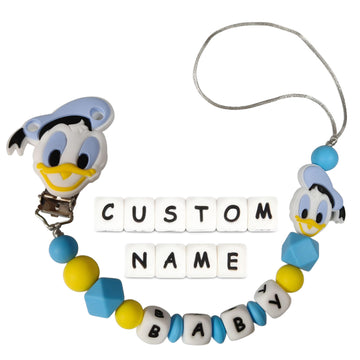 1pc Donald Duck silicone baby pacifier chain with customized name