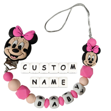 1pc Minnie mouse silicone handmade pacifier chain with name