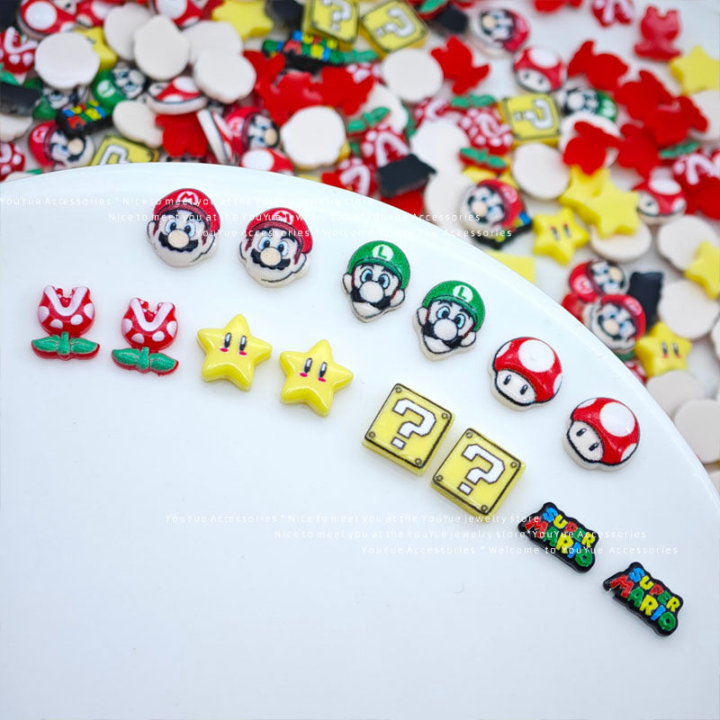 20pcs Super Mario acrylic mini nail charm DIY Nail Art Accessories for Manicures jewelry scrapbook decor