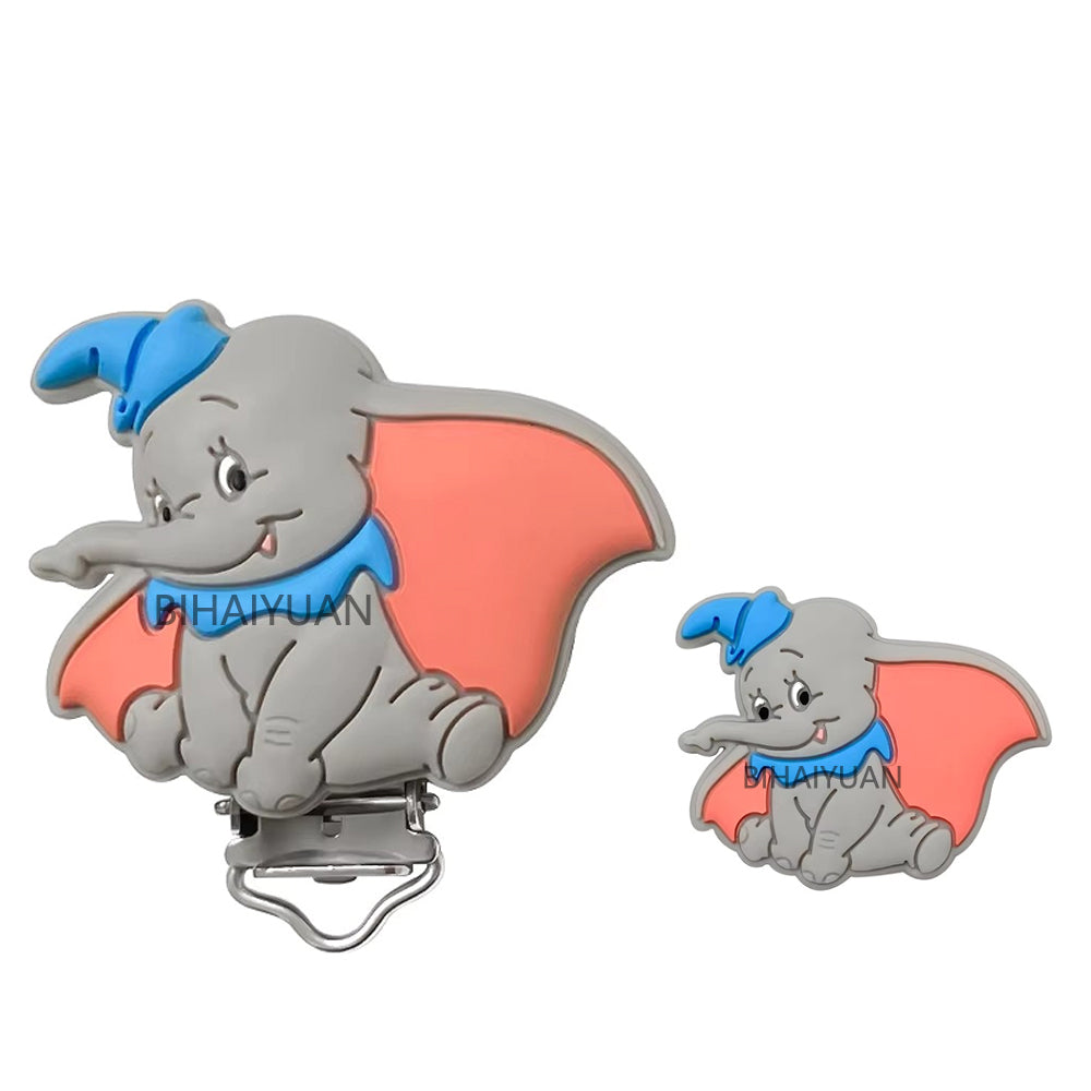 2pcs one set Miss Bunny Minnie mouse dumbo moana simba marie cat Silicone Pacifier clip Molar focal Bead DIY Pacifier Chain