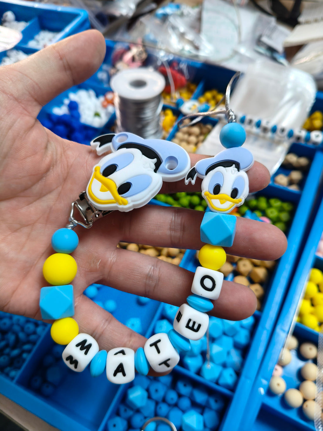 1pc Donald Duck silicone baby pacifier chain with customized name