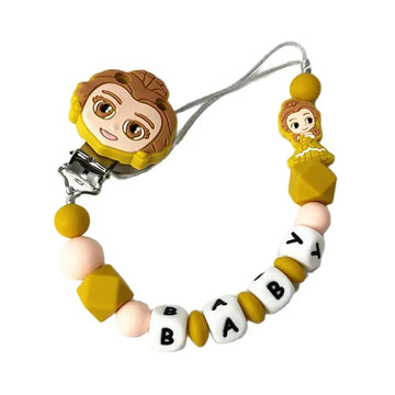 1PC Personalized name Baby Silicone princess Pacifier Clips Teething Chains Holder Pendants